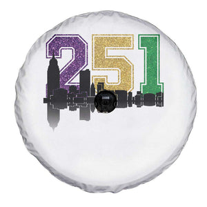 Funny Mardi Gras Mobile Alabama Spare Tire Cover 251 Skyline Area Code Glitter Print TS11 Print Your Wear
