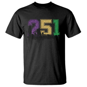 Funny Mardi Gras Mobile Alabama T Shirt 251 Skyline Area Code Glitter Print TS11 Black Print Your Wear