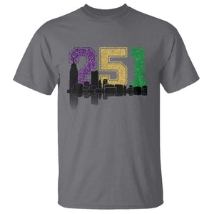 Funny Mardi Gras Mobile Alabama T Shirt 251 Skyline Area Code Glitter Print TS11 Charcoal Print Your Wear