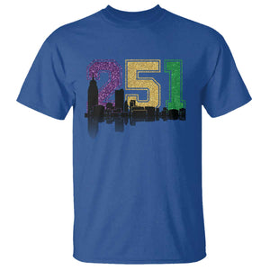 Funny Mardi Gras Mobile Alabama T Shirt 251 Skyline Area Code Glitter Print TS11 Royal Blue Print Your Wear