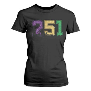 Funny Mardi Gras Mobile Alabama T Shirt For Women 251 Skyline Area Code Glitter Print TS11 Black Print Your Wear