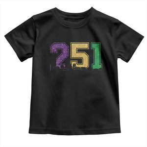 Funny Mardi Gras Mobile Alabama Toddler T Shirt 251 Skyline Area Code Glitter Print TS11 Black Print Your Wear