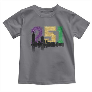 Funny Mardi Gras Mobile Alabama Toddler T Shirt 251 Skyline Area Code Glitter Print TS11 Charcoal Print Your Wear