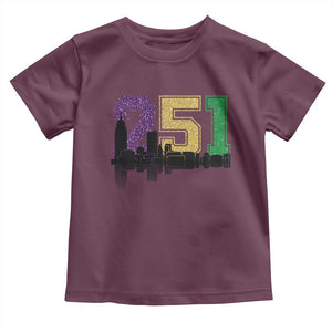 Funny Mardi Gras Mobile Alabama Toddler T Shirt 251 Skyline Area Code Glitter Print TS11 Maroon Print Your Wear