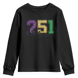Funny Mardi Gras Mobile Alabama Youth Sweatshirt 251 Skyline Area Code Glitter Print TS11 Black Print Your Wear