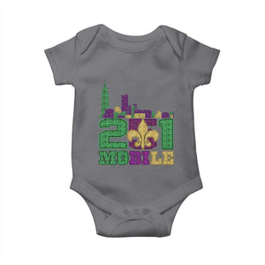 Funny Mardi Gras Mobile Alabama 251 Baby Onesie Skyline Area Code Glitter Print TS11 Charcoal Print Your Wear