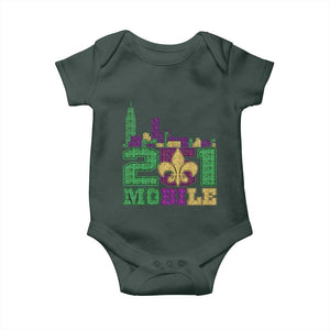 Funny Mardi Gras Mobile Alabama 251 Baby Onesie Skyline Area Code Glitter Print TS11 Print Your Wear