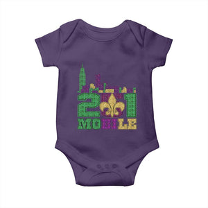 Funny Mardi Gras Mobile Alabama 251 Baby Onesie Skyline Area Code Glitter Print TS11 Purple Print Your Wear