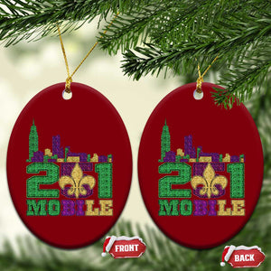 Funny Mardi Gras Mobile Alabama 251 Ceramic Ornament Skyline Area Code Glitter Print TS11 Print Your Wear