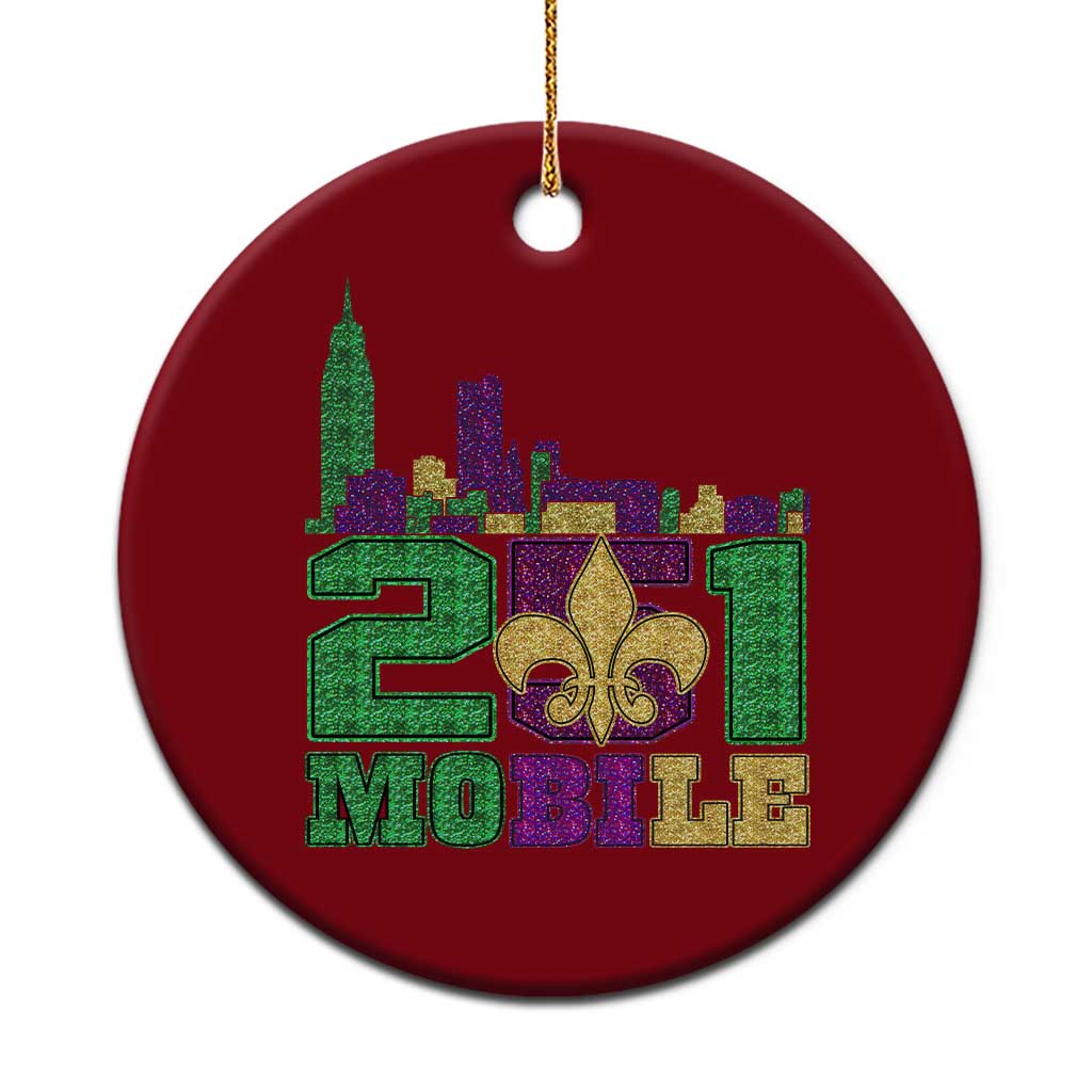 Funny Mardi Gras Mobile Alabama 251 Ceramic Ornament Skyline Area Code Glitter Print TS11 1pc Red Print Your Wear
