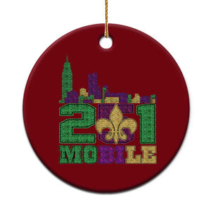 Funny Mardi Gras Mobile Alabama 251 Ceramic Ornament Skyline Area Code Glitter Print TS11 1pc Red Print Your Wear