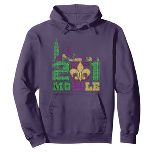 Funny Mardi Gras Mobile Alabama 251 Hoodie Skyline Area Code Glitter Print TS11 Purple Print Your Wear