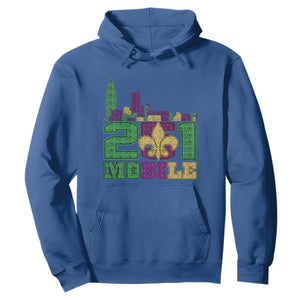 Funny Mardi Gras Mobile Alabama 251 Hoodie Skyline Area Code Glitter Print TS11 Royal Blue Print Your Wear