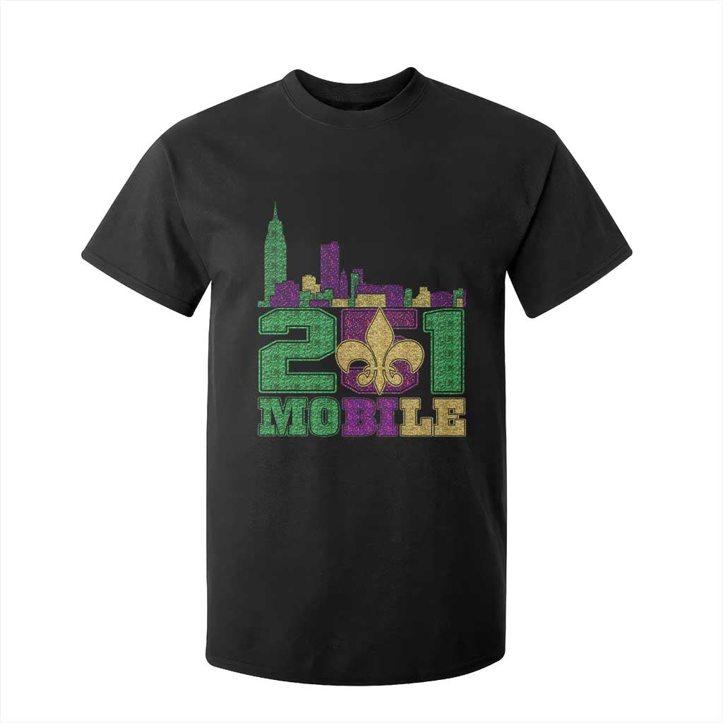 Funny Mardi Gras Mobile Alabama 251 T Shirt For Kid Skyline Area Code Glitter Print TS11 Black Print Your Wear