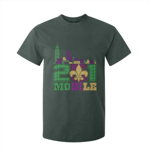 Funny Mardi Gras Mobile Alabama 251 T Shirt For Kid Skyline Area Code Glitter Print TS11 Dark Forest Green Print Your Wear