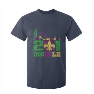 Funny Mardi Gras Mobile Alabama 251 T Shirt For Kid Skyline Area Code Glitter Print TS11 Navy Print Your Wear