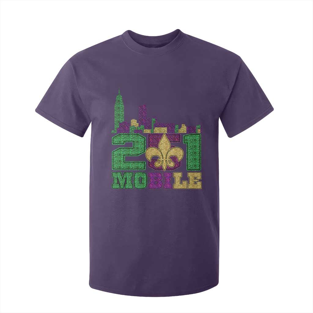 Funny Mardi Gras Mobile Alabama 251 T Shirt For Kid Skyline Area Code Glitter Print TS11 Purple Print Your Wear