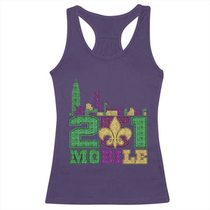 Funny Mardi Gras Mobile Alabama 251 Racerback Tank Top Skyline Area Code Glitter Print TS11 Purple Print Your Wear