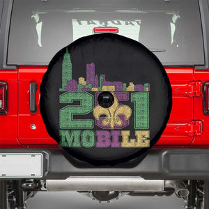 Funny Mardi Gras Mobile Alabama 251 Spare Tire Cover Skyline Area Code Glitter Print TS11 Black Print Your Wear