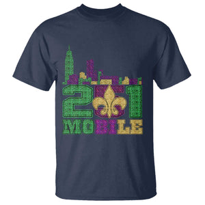Funny Mardi Gras Mobile Alabama 251 T Shirt Skyline Area Code Glitter Print TS11 Navy Print Your Wear