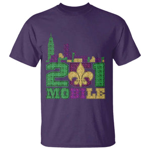 Funny Mardi Gras Mobile Alabama 251 T Shirt Skyline Area Code Glitter Print TS11 Purple Print Your Wear