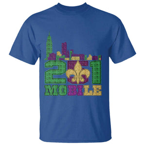 Funny Mardi Gras Mobile Alabama 251 T Shirt Skyline Area Code Glitter Print TS11 Royal Blue Print Your Wear