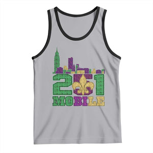 Funny Mardi Gras Mobile Alabama 251 Tank Top Skyline Area Code Glitter Print TS11 Athletic Heather Black Print Your Wear