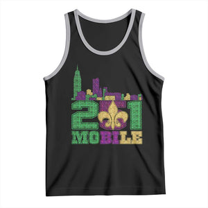 Funny Mardi Gras Mobile Alabama 251 Tank Top Skyline Area Code Glitter Print TS11 Black Athletic Heather Print Your Wear