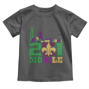 Funny Mardi Gras Mobile Alabama 251 Toddler T Shirt Skyline Area Code Glitter Print TS11 Dark Heather Print Your Wear