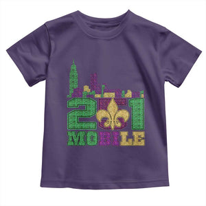 Funny Mardi Gras Mobile Alabama 251 Toddler T Shirt Skyline Area Code Glitter Print TS11 Purple Print Your Wear