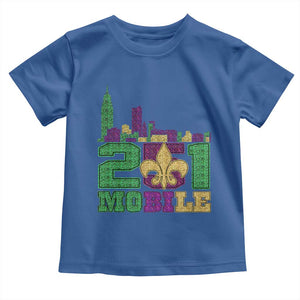 Funny Mardi Gras Mobile Alabama 251 Toddler T Shirt Skyline Area Code Glitter Print TS11 Royal Blue Print Your Wear