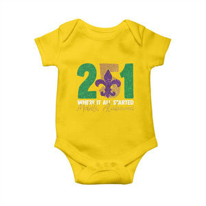 Funny Mardi Gras Mobile Alabama 251 Baby Onesie Where It All Started Area Code Glitter Print TS11 Daisy Print Your Wear