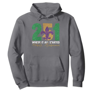 Funny Mardi Gras Mobile Alabama 251 Hoodie Where It All Started Area Code Glitter Print TS11 Charcoal Print Your Wear