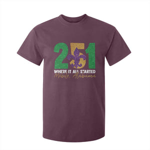 Funny Mardi Gras Mobile Alabama 251 T Shirt For Kid Where It All Started Area Code Glitter Print TS11 Maroon Print Your Wear