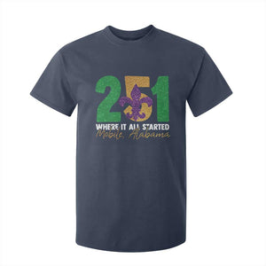 Funny Mardi Gras Mobile Alabama 251 T Shirt For Kid Where It All Started Area Code Glitter Print TS11 Navy Print Your Wear