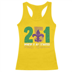 Funny Mardi Gras Mobile Alabama 251 Racerback Tank Top Where It All Started Area Code Glitter Print TS11 Daisy Print Your Wear