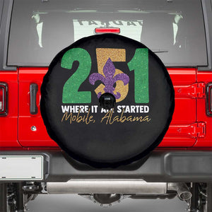 Funny Mardi Gras Mobile Alabama 251 Spare Tire Cover Where It All Started Area Code Glitter Print TS11 Black Print Your Wear