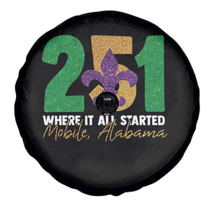 Funny Mardi Gras Mobile Alabama 251 Spare Tire Cover Where It All Started Area Code Glitter Print TS11 Print Your Wear