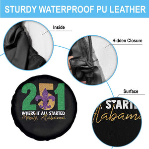 Funny Mardi Gras Mobile Alabama 251 Spare Tire Cover Where It All Started Area Code Glitter Print TS11 Print Your Wear