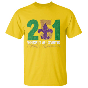 Funny Mardi Gras Mobile Alabama 251 T Shirt Where It All Started Area Code Glitter Print TS11 Daisy Print Your Wear