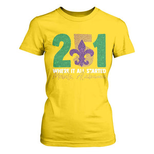 Funny Mardi Gras Mobile Alabama 251 T Shirt For Women Where It All Started Area Code Glitter Print TS11 Daisy Print Your Wear