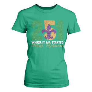 Funny Mardi Gras Mobile Alabama 251 T Shirt For Women Where It All Started Area Code Glitter Print TS11 Irish Green Print Your Wear