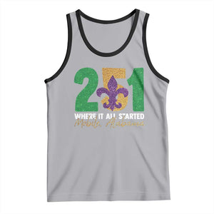 Funny Mardi Gras Mobile Alabama 251 Tank Top Where It All Started Area Code Glitter Print TS11 Athletic Heather Black Print Your Wear