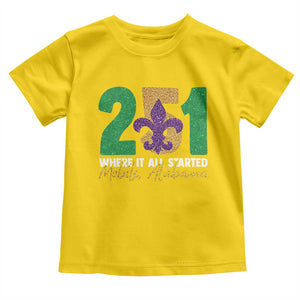 Funny Mardi Gras Mobile Alabama 251 Toddler T Shirt Where It All Started Area Code Glitter Print TS11 Daisy Print Your Wear