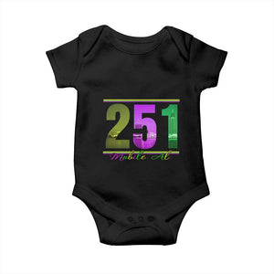Funny Mardi Gras In Mobile Alabama 251 Baby Onesie Skyline Area Code TS11 Black Print Your Wear