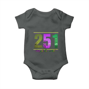 Funny Mardi Gras In Mobile Alabama 251 Baby Onesie Skyline Area Code TS11 Dark Heather Print Your Wear