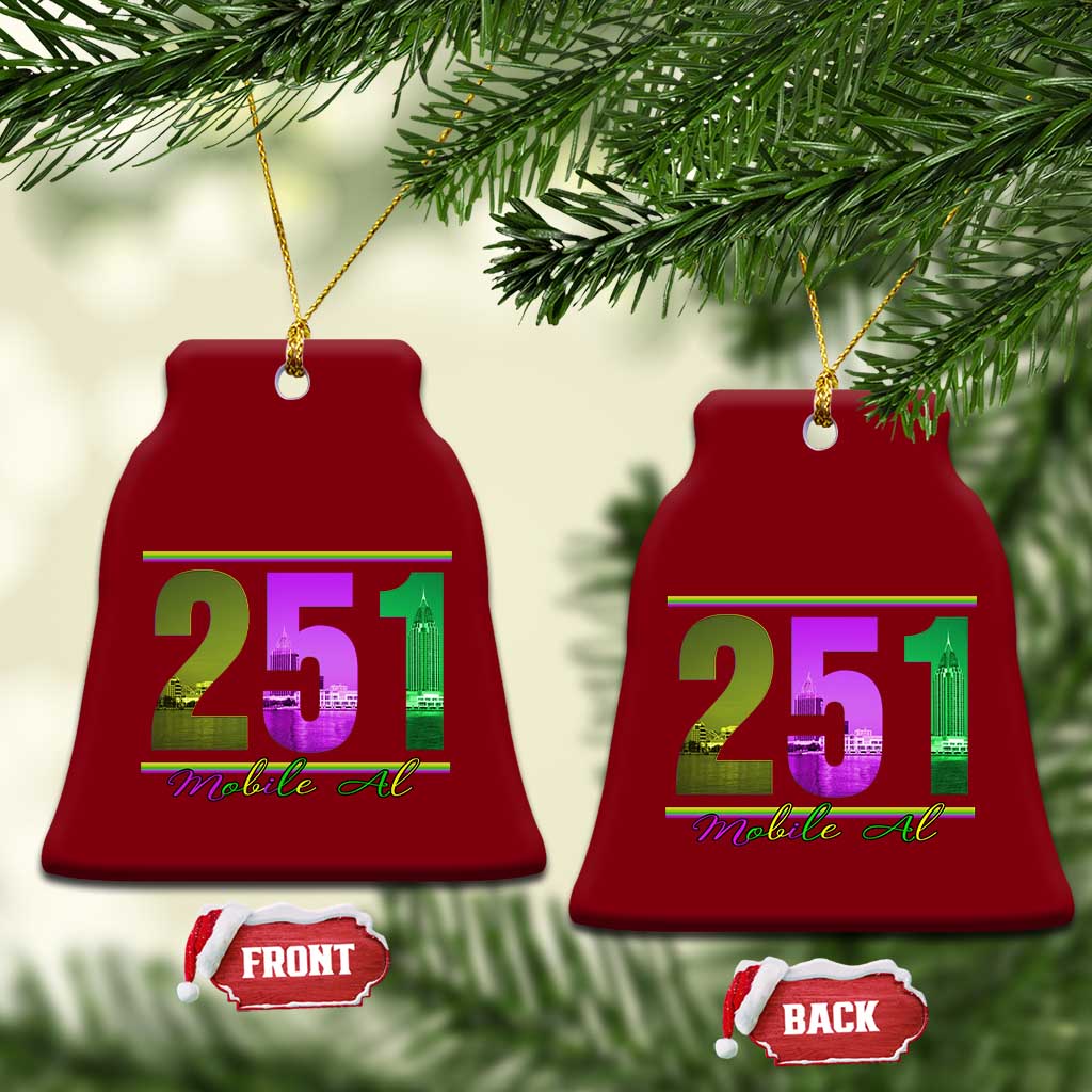 Funny Mardi Gras In Mobile Alabama 251 Ceramic Ornament Skyline Area Code TS11 Print Your Wear