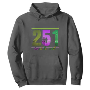 Funny Mardi Gras In Mobile Alabama 251 Hoodie Skyline Area Code TS11 Dark Heather Print Your Wear