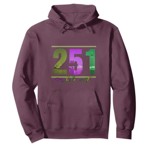 Funny Mardi Gras In Mobile Alabama 251 Hoodie Skyline Area Code TS11 Maroon Print Your Wear
