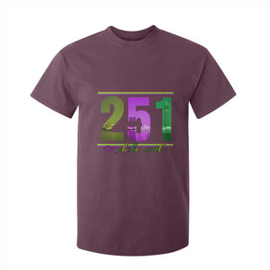 Funny Mardi Gras In Mobile Alabama 251 T Shirt For Kid Skyline Area Code TS11 Maroon Print Your Wear